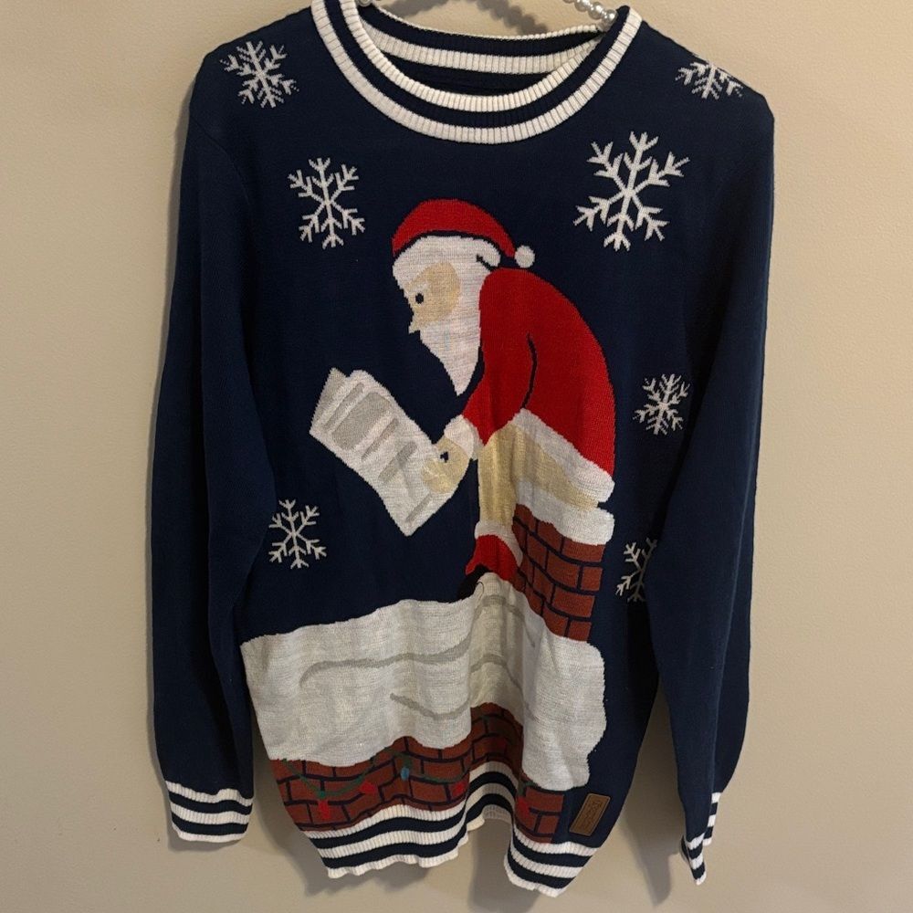 Original Tipsy Elves Men Size medium Santa Chimney Toilet Acrylic Ugly Sweater